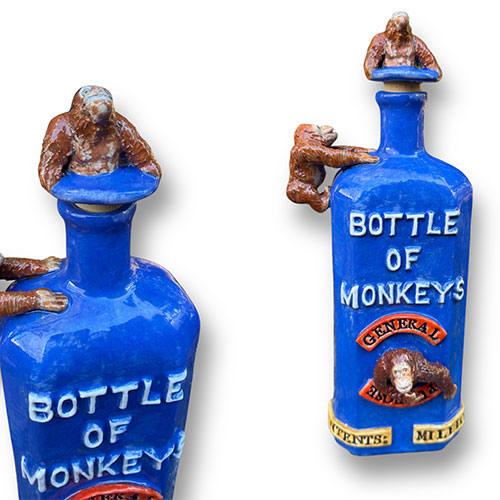 RA Hetherington "Bottle oif Monkeys" 9" Ceramic Sculpture DF5978